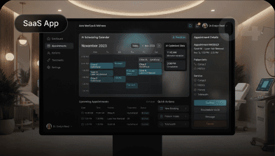 MedSpa OS scheduling calendar on a clinic display